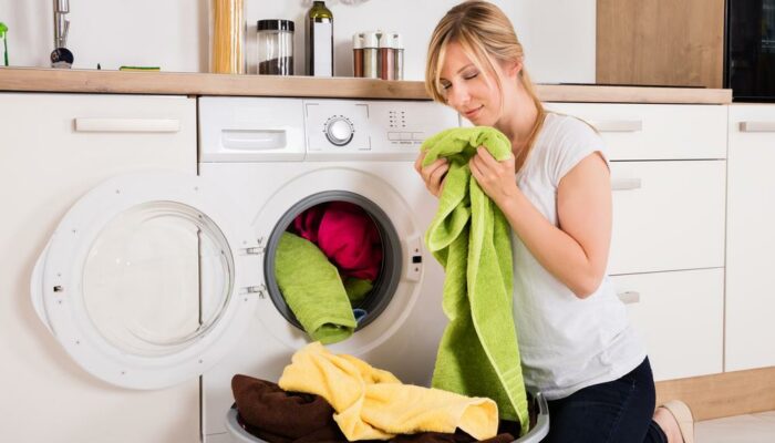 Stylish washer and dryer set in stainless steel style